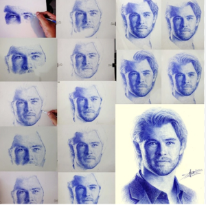 vẽ tranh bằng bút bi đơn giản